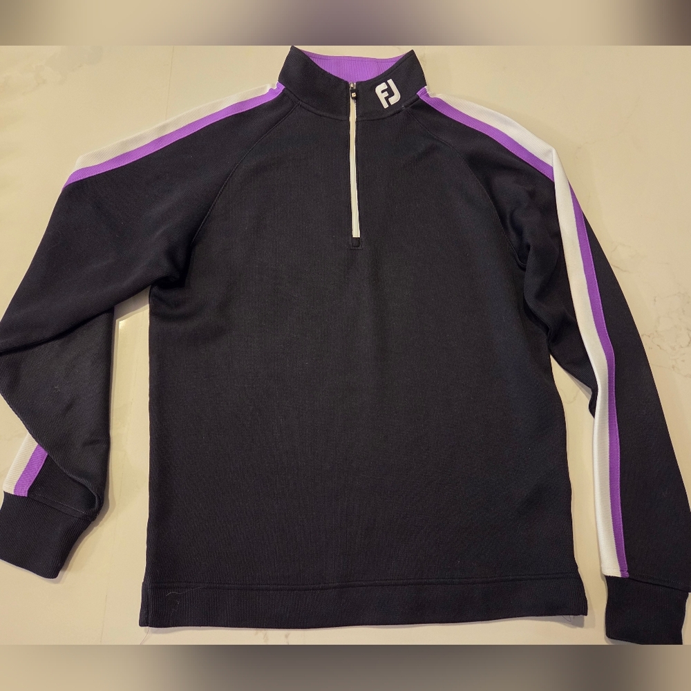 Footjoy 1/4 Zip Sweater Vibrant Purple Arm Stripes